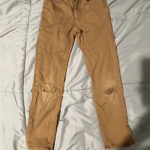 Boys Slim Fit Distressed Pants - Tan